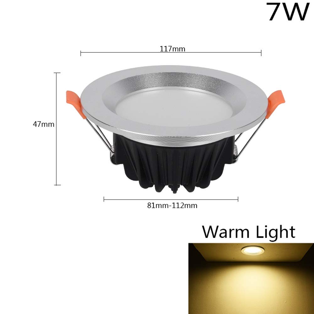 Foco de Techo LED de Ahorro de energía antideslumbrante Empotrado de Aluminio Plateado con Panel de Rejilla Redondo Ultrafino, luz empotrada, iluminación empotrada para Tienda de Ropa, Centro comerci