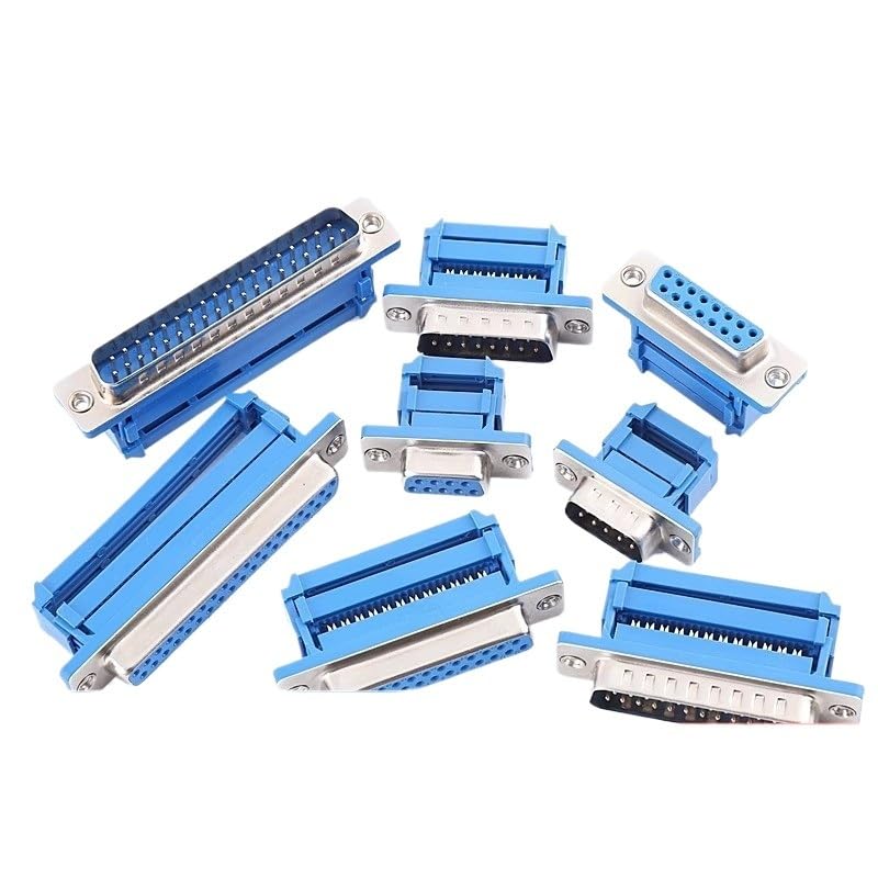 Image of 5PCS DIDC Series DB9 /15 /25 /37 Male /Female Blue Connector Serial Port Socket Connector IDC Crimp Type D-SUB RS232 Adapter(Female,DB15)