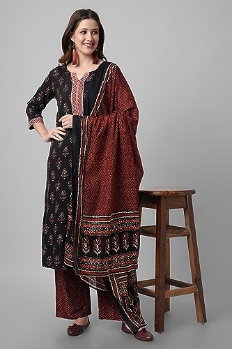 Image of Amayra Women's Rayon Printed Kurta with Palazzos and Dupatta Set