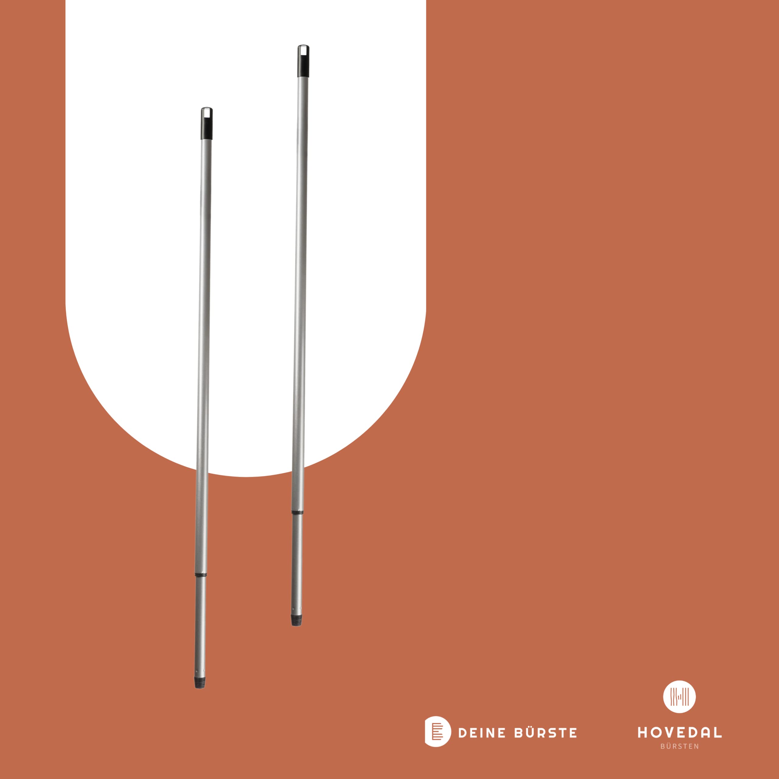 2x Besenstiel Teleskopstiel, 80 cm - 140 cm, Lange, stabile Teleskop Besenstiele mit Gewinde, Stiel für Besen