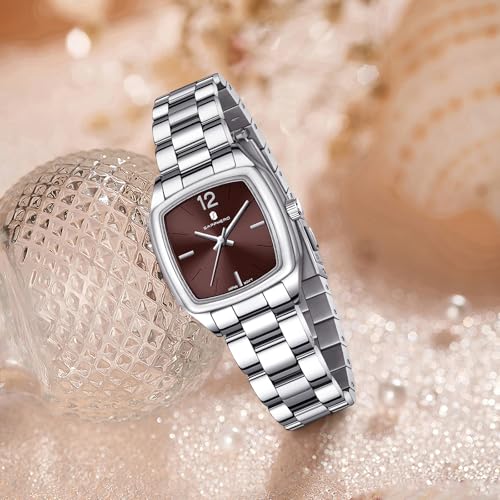 Image of Sapphero Ladies Watch Easy to Read Wristwatch, Women's Quartz Watch with Stainless Steel Strap, 5 ATM Waterproof, Classic Elegance Women Business Waterproof Watch