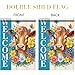 Tomhong Floral Cow Welcome Garden Flag 12x18 Inch Double Sided Outdoor Yard Banner CuteCow with Colorful Flowers and Butterfly Rustic Farmhouse Spring Summer Decoration for HomeGarden Porch