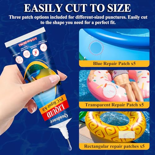 Quadence Heavy Duty Vinyl Repair Kit for Air Mattress, Waterproof Air Mattress Patch Kit Inflatable Repair Kit for PVC Boats, Raft, Kayak, Swimming Ring, Inflatable Toys, Vinyl Glue for Boats (80 ML) - image 3