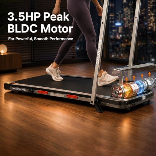 Image of MAXPRO Walking Pad with Handle 3.5HP BLDC Motor Treadmill for Home use | 12km /hr Speed | 110kgs Max. User Weight | 8% Incline| LED Display, Shock Absorbtion, Compact underdesk Treadmill for Home Gym
