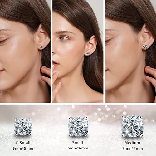 "Stunning Flame" 18K White Gold Plated 925 Sterling Silver Cubic Zirconia Cushion Cut Stud Earrings | Cz Studs For Women, Men And Girls（Cushion，7） #TOP5