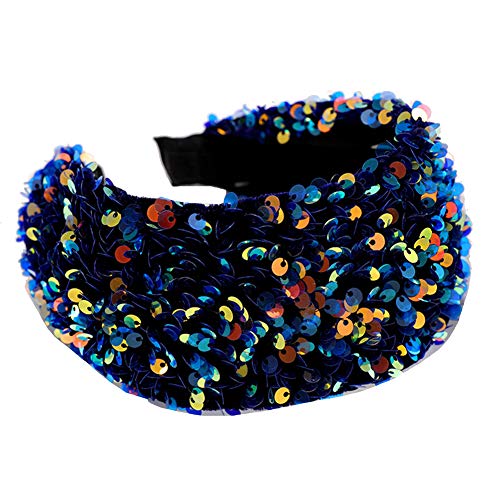 Preisvergleich Produktbild sudalv1971 Damenmode Bling Pailletten Samt Stirnband Breites Haarband Kopfbedeckung Accessoire Geschenk Blau