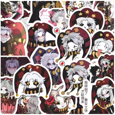 Pierrot Freak Circus Sticker Pack 60 PCS Cute Anime Stickers Waterproof PVC Decals for Laptop Water Bottle Phone Case Scrapbook Goth Circus Aesthetic