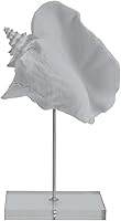 Elements 12.5" White Resin Conch Shell Figurine on Clear Stand - Coastal Beach Tabletop Decor
