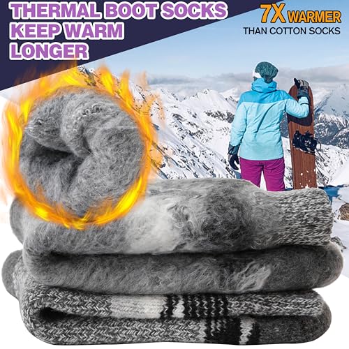 Image of 3 Pairs Thermal Warm Socks for Men & Women Thick Winter Extra Warm Insulated Boot Ski Socks for Cold Weather