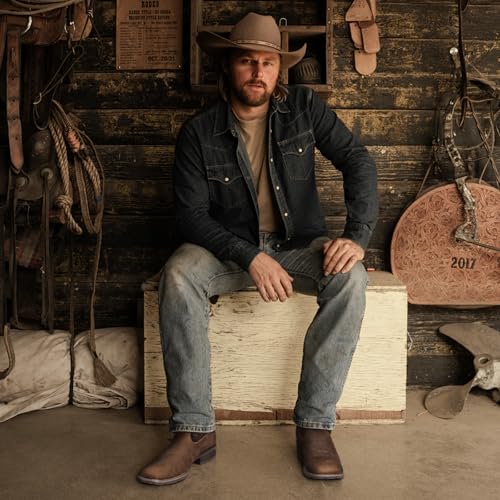 Image of Lumeheel Cowboy Boots for Men - Western Men's Boots with Classic Embroidered, Slip on Square Toe Boots, Slip Resistant Country Boots Chunky Heel Ankle, Durable Short Boots for Spring Fall