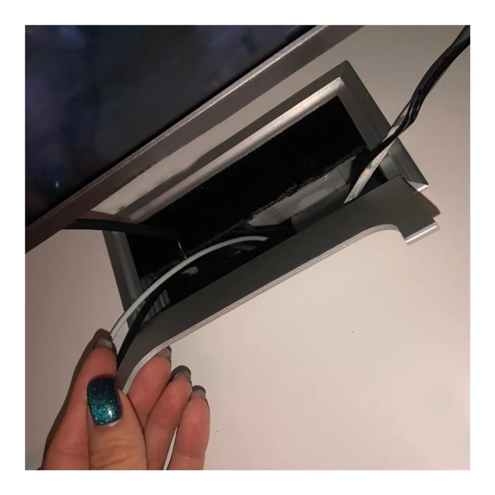 Przepusty kablowe do biurka， Biurko PC ze stopu aluminium Prostokątny drut Przelotka na kabel Stół biurowy Pokrywa otworu Port wyjściowy z czarną szczotką(Black,80x160mm)