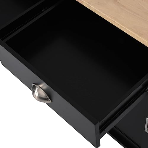 Miniatura 9 de Polibi Carrito móvil de isla de cocina con mesa de madera de goma, 2 cajones, puerta corrediza de armario, estante ajustable, soporte para toallas