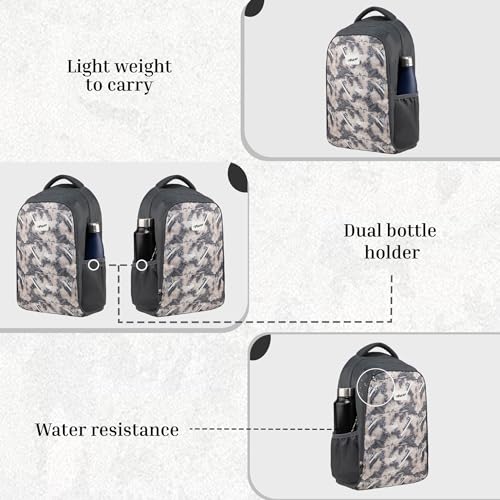 Image of F Gear Shinra Grey 34L School Backpack|3 Compartments|Airflow Padded Back Panel|Lightweight, Durable & Comfortable with water Bottle Holders|Ideal for School, College, Office & Travel