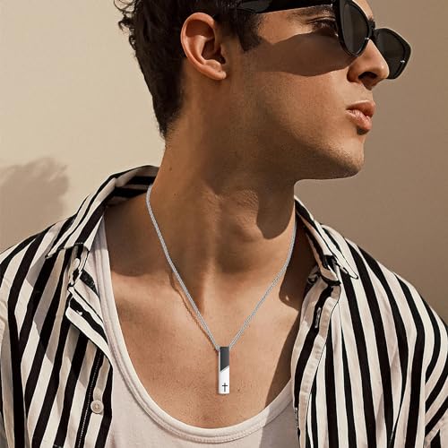 XIUDA Cremation Urn Necklace for Ashes Urn Jewelry Cross Cube Ash Necklace Memorial Pendant Keepsake Jewelry for Men Women2