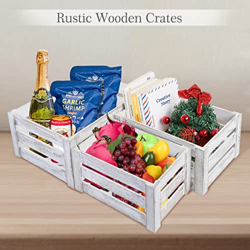 Besmall Set Of 3 Nesting Wooden Crates, Decorative Vintage Wooden Storage Crates, Wood Boxes Rustic Farmhouse Style For Storage And Display – Decorative Wooden Crates For Home (White) #TOP4