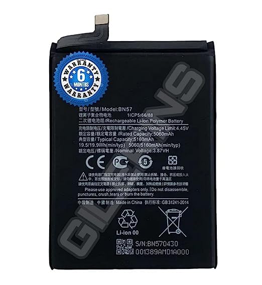 Image of Original BN57 Battery for Redmi Poco X3 NFC /M2007J20CG / M200J20CT /M2102J20S1 / M2102J20SG Battery with 6 Month Warranty *** (F00045)