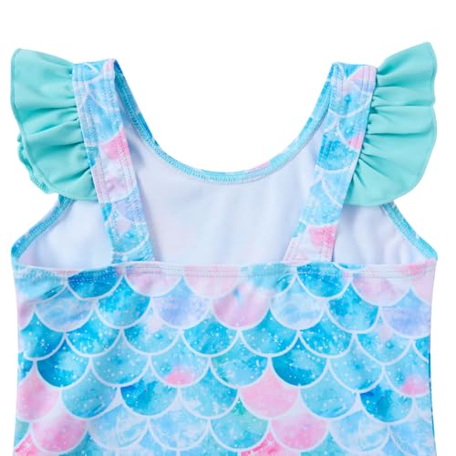 Image of Vieille Toddler Little Girls One Piece Swimsuits Ruffles Bathing Suits Mermaid Dinosaur Swimwear 2-7T