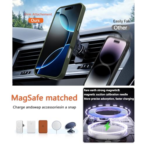 Image of Magnetic iPhone 16 Pro case,Compatible with Magsafe, Military-Grade Protection,Slim Translucent Matte Shockproof with Anti-Scratch Anti-Fingerprint Phone Cover (blackish green, iPhone 16 Pro)
