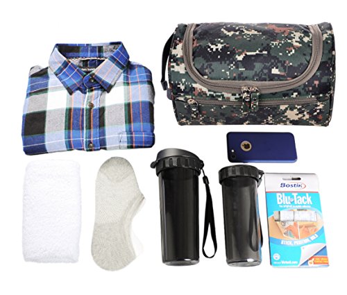 Image of Mens Travel Shaving Toiletry Bag Small Hanging Wash Organizer Dopp Kit Travel Accessories, Camouflage Mosaic