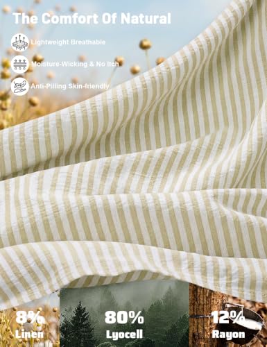 Image of TARSE Womens Striped Linen Barrel Pants with Pockets Y2k Patchwork