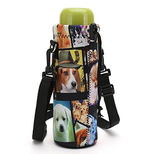Icolor 1L Water Bottle Carrier Holder Sleeve 34Oz/1000Ml Adjustable Shoulder Strap,Sling Insulated Bottle Bag Case Pouch Cover,Fits Stainless Steel/Glass/Plastic Bottles Diameter Less 3.34" #TOP5