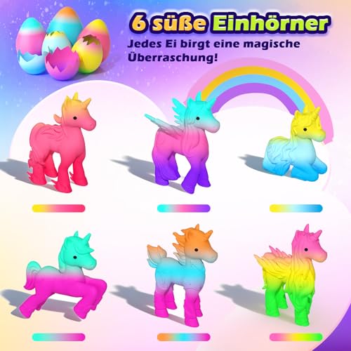 Einhorn Schlüpft Regenbogeneier für Kinder - 6 Stück Einhorn Spielzeug – Ansicht 3
