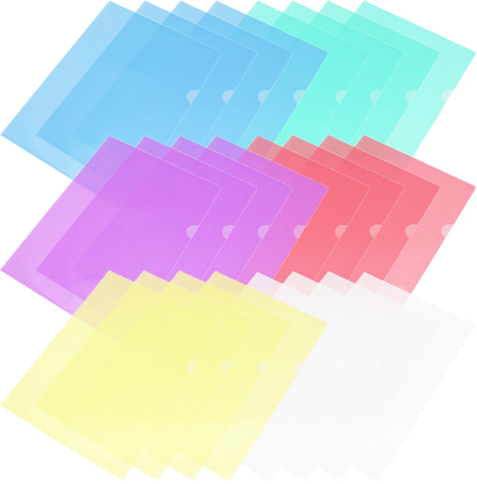 ZODKSNO 24pcs A4 Cut Flush Folders, 6 Colors Plastic Open Top and Side Cut Flush File Wallet 140 Micron Thicken File Pockets for Office School Work