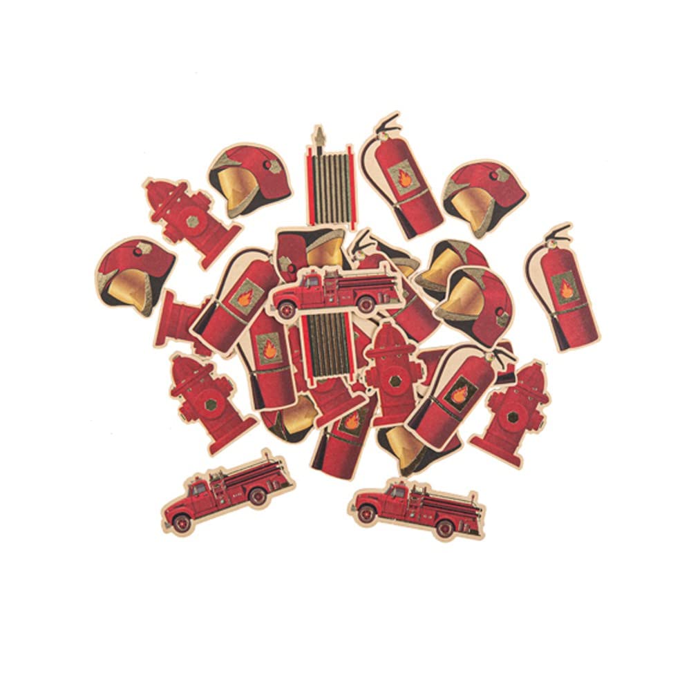 Confettis Décoratifs Pompiers - Lot De 30, 12 Motifs | Pour Anniversaire Enfant Thème Pompier