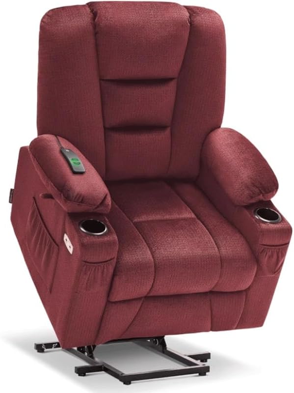 Elderly Electric Lift Recliner Chair Modern Linen Electric Lift Adjustable Chair Ergonomic Leisure Classic Single Sofa with Massage Heated Side Pockets for Living Room