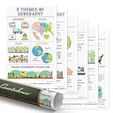 5 Themes of Geography Classroom Variety Posters, Set of 6, 12 x 18 inches