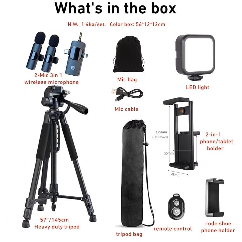 Kit de vlogging de 57 pulgadas para iPhone y Android con luz LED 2