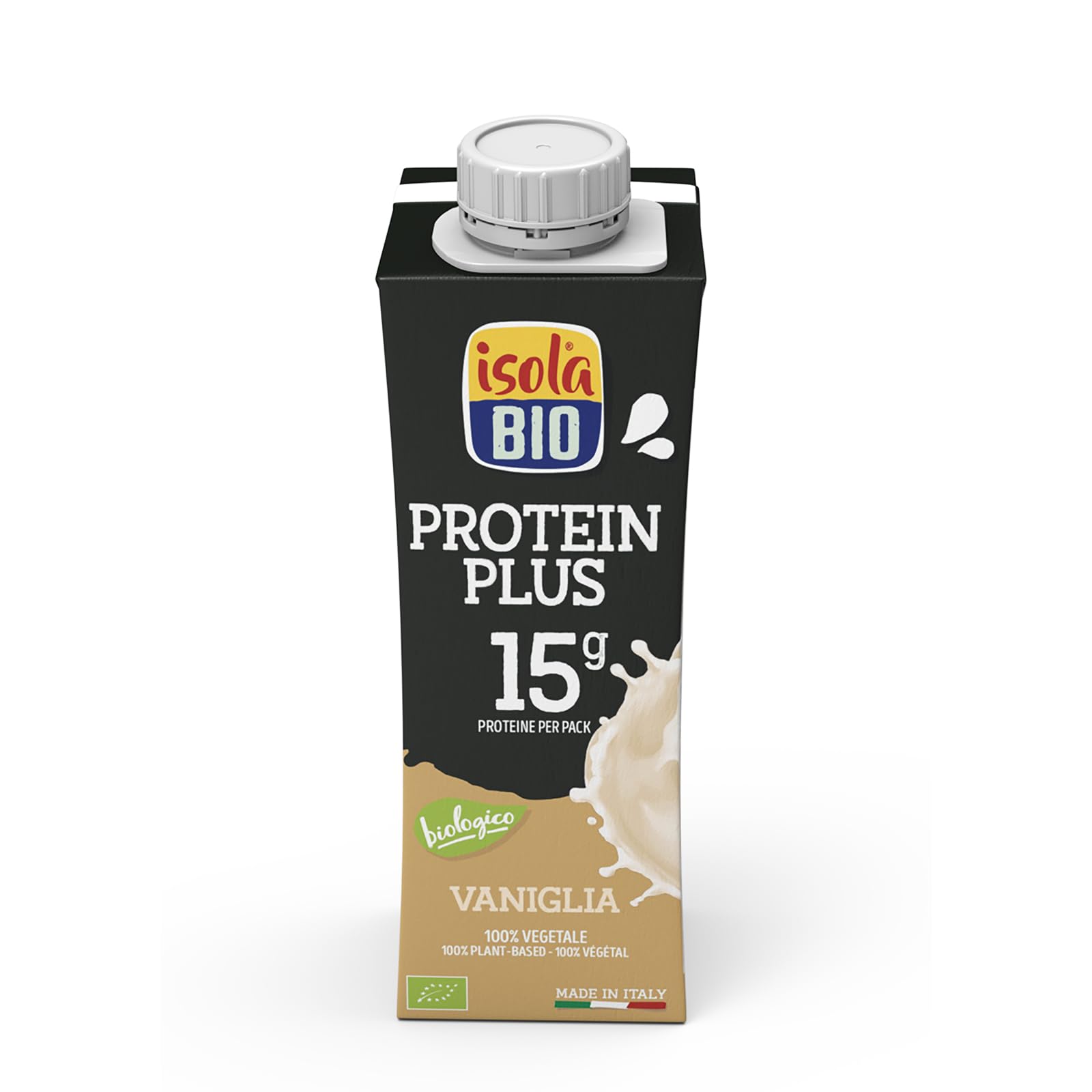 ISOLA BIO - Pack de 10 Unidades de 250ml de Bebida Ecológica Vegetal Soja con Vainilla - 15g Proteína - Sin Azúcares Añadidos y Sin Lactosa - Vegano - Formato para llevar