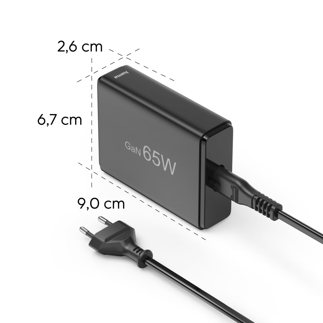 Hama stacja ładująca ładowarka GaN 65W (2x USB-C, 2x USB-A, PD 3.0, QC 3.0, ładowanie 4 urządzeń jednocześnie, inteligentna ochrona, kompaktowa, uniwersalna, do laptopa, smartfona, smartwatcha)