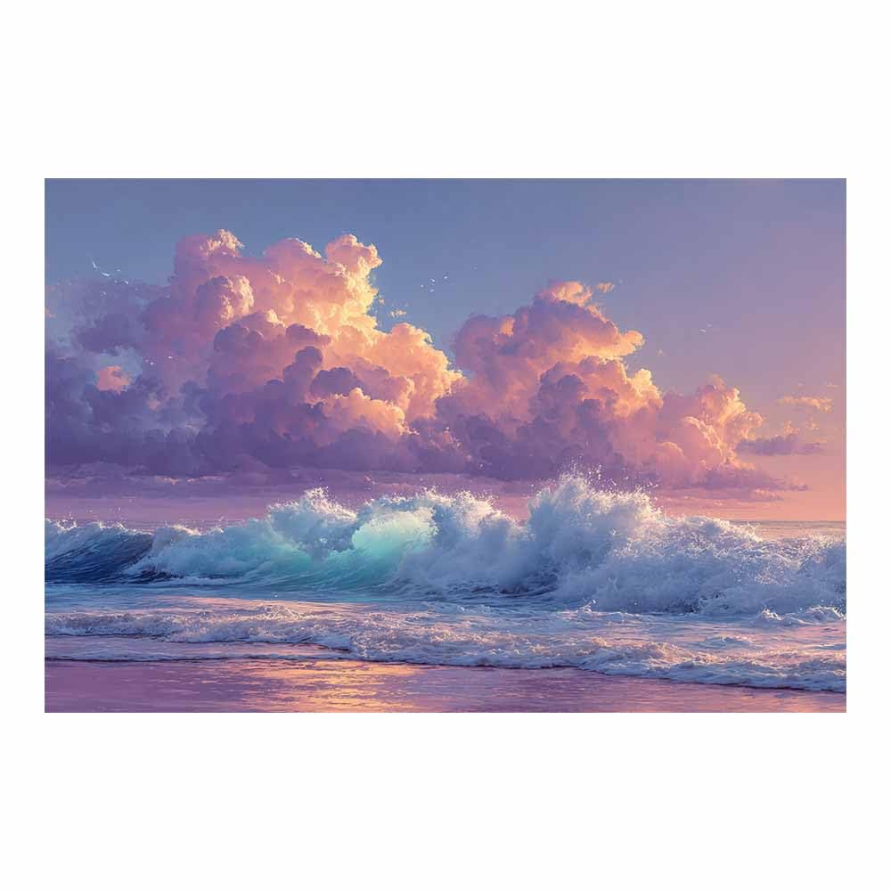 HOQIU Wall art for home decor Sunset Ocean Waves canvas artwork for wall, art prints, For living room, bedroom, bathroom, dining room, painting and decor.(Multicolor)-60x80cm Unframed
