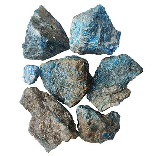 Image of Blue Apatite Raw Stone 1 Kg | 3-5 Pcs of Natural Decorative Crystal for Home Decor | Motivation, Focus & Communication Gemstone | Living Room & Office Showpiece Stone