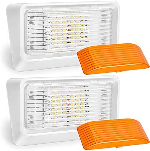 Kohree 320 Lumen LED RV Porch Light Exterior Utility 12V Lighting Fixture LED Panel, Replacement Lighting for RVs, Trailers, Campers, 5th Wheels. White Base, Clear and Amber Lenses Included 2 Packs
