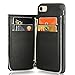 LAMEEKU iPhone 7 Wallet Case/iPhone 8 Case Wallet Shockproof Leather Credit Card Slot Holder Cover with Zipper Wallet, Protective for Apple iPhone 7 (2016) / iPhone 8 (2017) 4.7 inch - Black