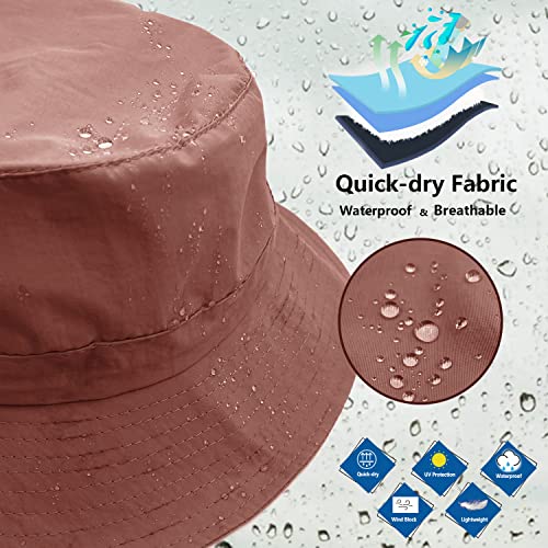 Image of woogwin Waterproof Bucket Rain Hat with Chin Strap Quick Dry Packable Boonie Sun Hat Safari Hat UV Protection