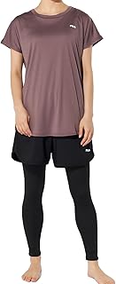 Fila 312061N Sportswear Set, Women's, Fitnesswear, Top and Bottom Set, 3-Piece Set, Short Sleeve Shirt, Shorts, Leggings