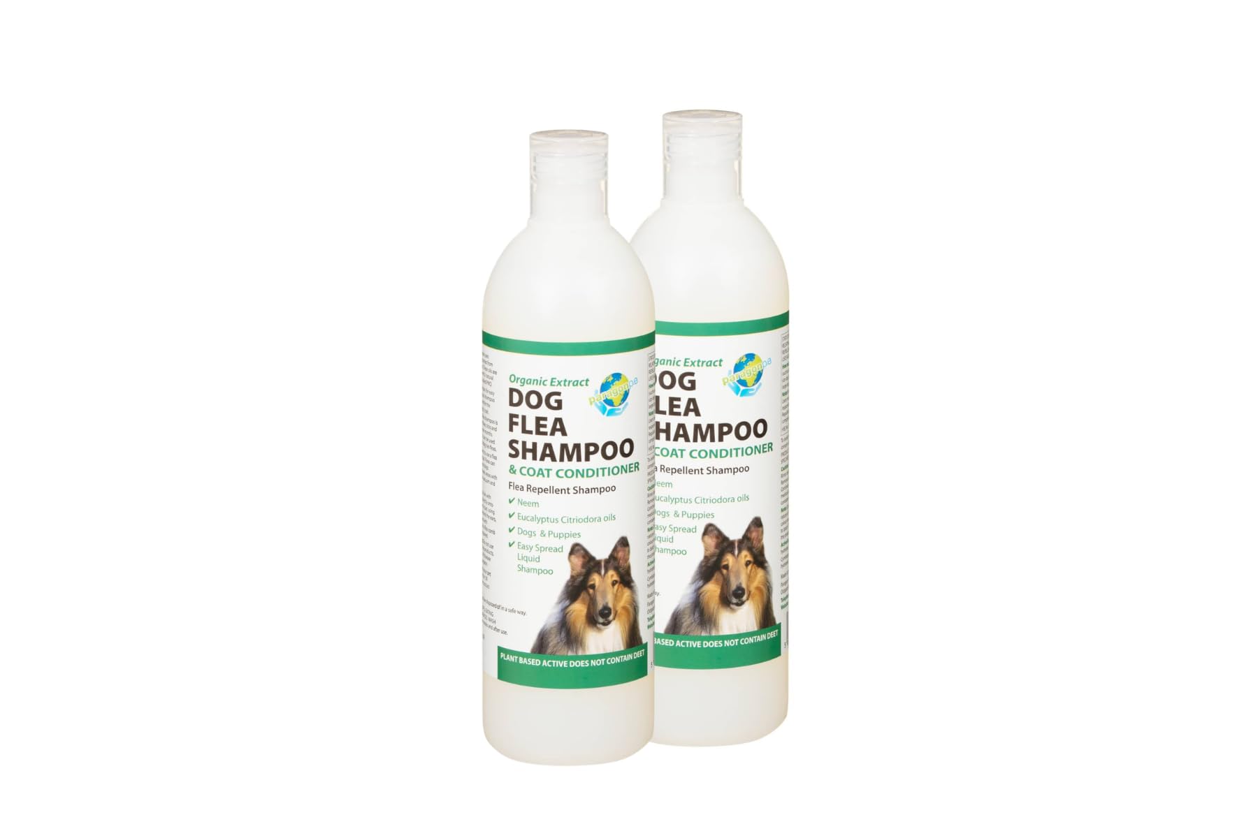Flea Shampoo 250ml X Pack Of 2 - Plant Based Active Does Not Contain Deet - Features: Neem, Eucalyptus Citriodora Oils, Dogs & Puppies, Easy Spread Liquid Shampoo