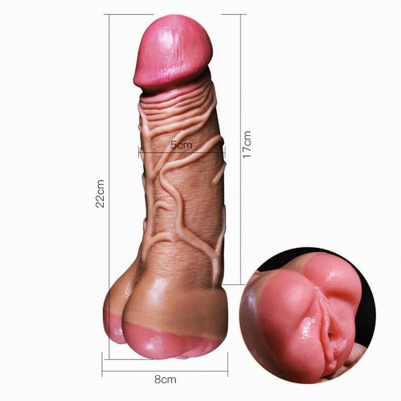 BeHorny Manica del pene, estensore del pene, masturbatore e giocattolo sessuale doppio con pene realistico +