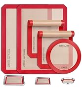 Sopito 5PCS Non Stick Platinum Silicone Baking Mat for Half Sheet & Quarter Baking Sheet and 9'' ...
