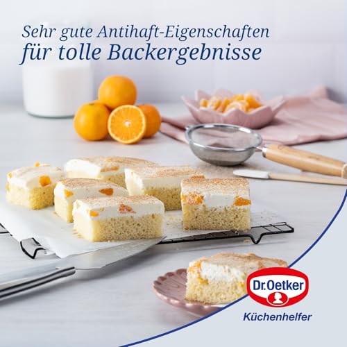 Foto von Dr. Oetker Backblech mit Transporthaube Bake & Go – 3in1: Ofenblech zum Backen, Aufbewahren und Transportieren – Antihaft, 42x29x4 cm
