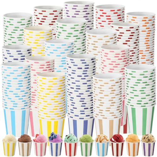 Image of Zeyune 500 Pieces 4.5 oz Ice Cream Cups Disposable Bulk Ice Cream Bowls Yogurt Dessert Cups Disposable Soup Bowls for Snack Hot or Cold Food, Wedding Baby Shower Birthday Party Supplies, 10 Colors