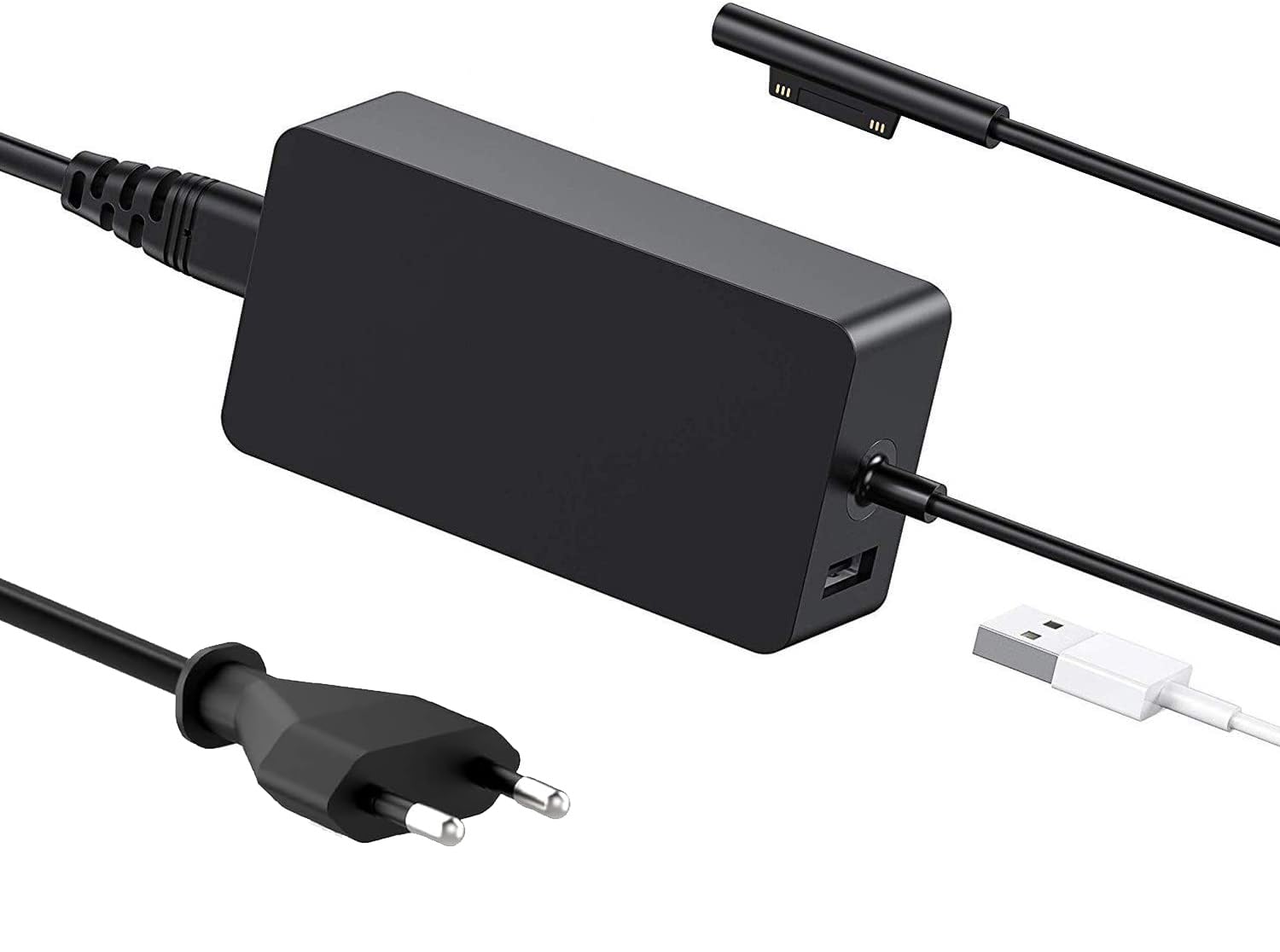 Surface Laptop Ladekabel 65W 15V 4A Microsoft Surface Pro Ladegerät Netzteil für Surface Pro 9/8/7/6/5/4/3/X, Surface Laptop 5/4/3/2, Surface Go 3/2/1, Surface Book 3/2/1 Charger, mit USB-Port