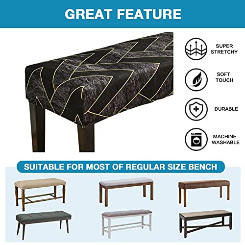 Crfatop 4 Pieces Stretchy Dining Chair Seat Slipcovers With Dining Bench Cover Set Printed Chair Seat Covers Bench Seat Cushion Covers Upholstered Kitchen Seat Slipcover For Dining Room,B09 #TOP5