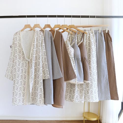 Three Piece Pajama Set Women's Hanfu Japanese Kimono Pajamas Suit2