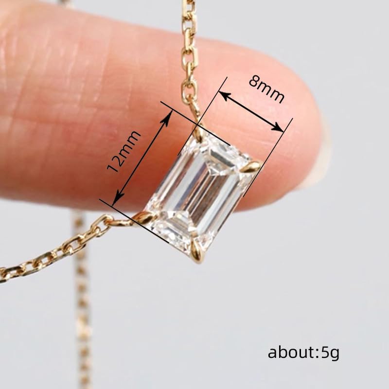 Gixaxak Gold Necklace for Women,Dainty Gold Pendant 14k Gold Plated Diamond Necklaces CZ Solitaire Choker Cubic Zirconia Pendant Necklace Sparkling Square Cut Crystal Center Stone Gold - Image 4