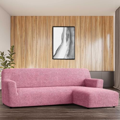 Image of Bellissima Sofa Covers - Premium Luxury Microfibra Plain Stretchable Sofa Cover Fully Covered Slipcover, Imported from Italy (Dusty Rose, L Shape Right-UN)