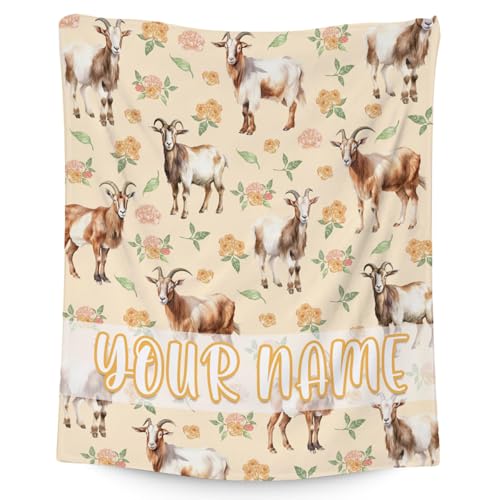 Custom Goat Blanket, Cute Soft Throw Gifts for Adults Women, Cozy Flannel Throw Blankets for Bed Living Room, 60"x80"